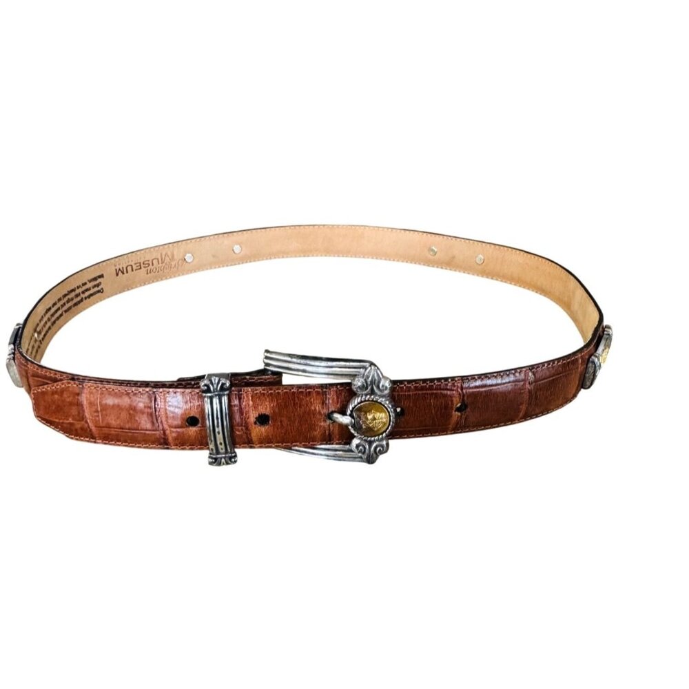 VTG 1995 Brighton Museum Collection Brown Leather Belt Gold Coins size L Preppy